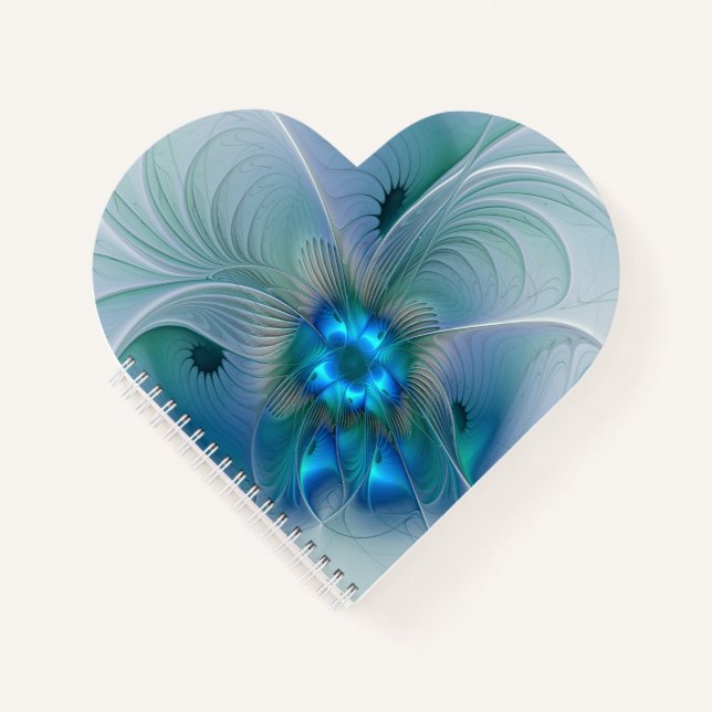 Standing Ovations, Abstract Blue Turquoise Fractal Notebook (Front)