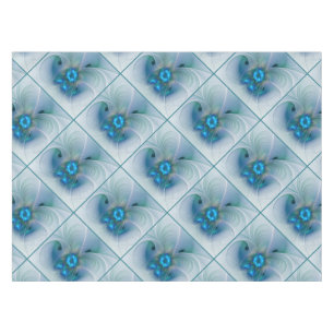 Standing Ovations, Abstract Blue Turquoise Fractal Tablecloth