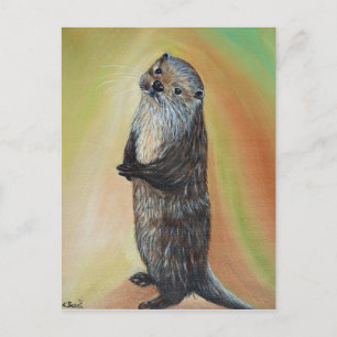 Standing River Otter Painting Postcard