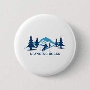 Standing Rocks Wisconsin Ski Resort Skiing Skier _ 6 Cm Round Badge