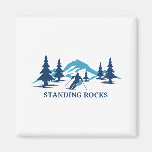 Standing Rocks Wisconsin Ski Resort Skiing Skier _ Magnet