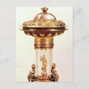 Standing salt, rock crystal with silver gilt postcard