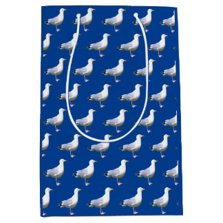 Standing Seagull – Navy Blue Coastal Bird Nature Medium Gift Bag