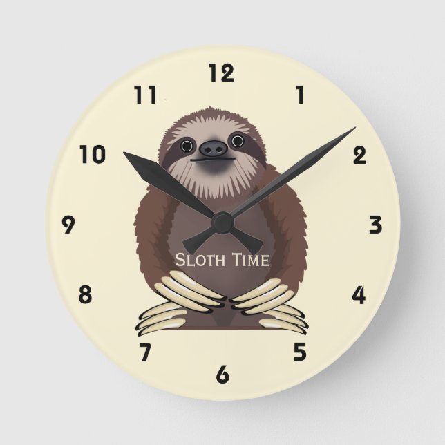 Standing Sloth Design Acrylic Wall Clock (Front)