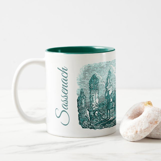 Standing Stones Craigh na Dun Sassenach Two-Tone Coffee Mug (With Donut)