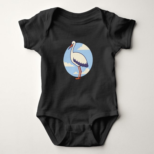 Standing Stork Baby Bodysuit (Front)