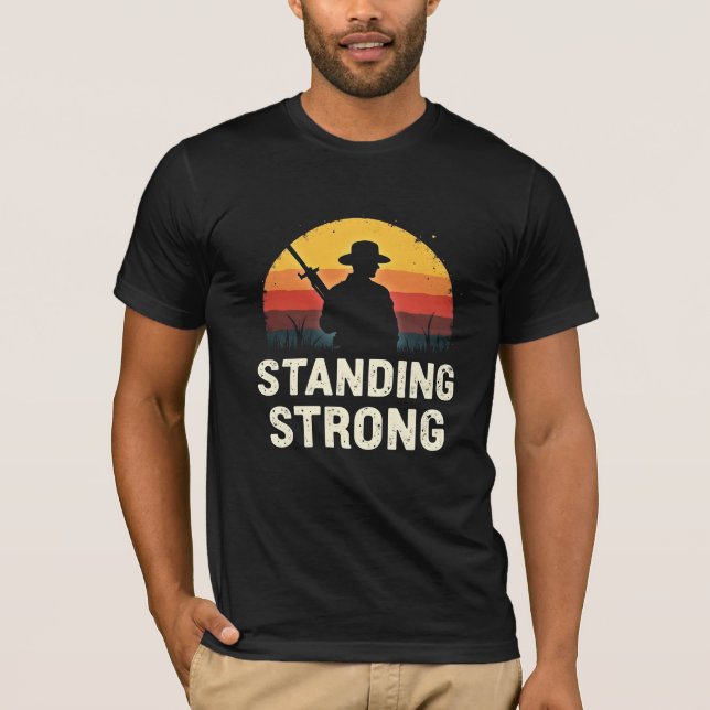Standing Strong Silhouette Veteran Sunset Vintage  T-Shirt (Front)