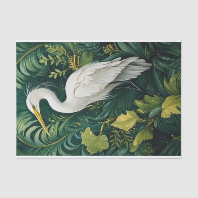 Standing Tall, Graceful White Crane Decor Tissue Paper (Front)