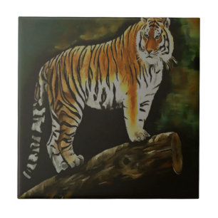 Standing Tiger Safari  Animal Art Ceramic Tile