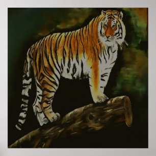 Standing Tiger Safari Animal Art Poster