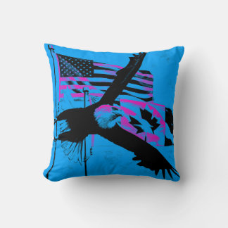 Standing Together - Canada, USA Flags and Eagle Cushion