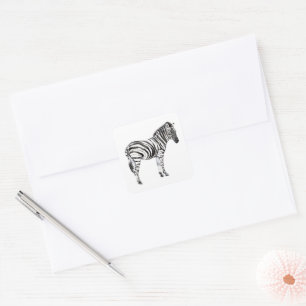 Standing Zebra Square Sticker