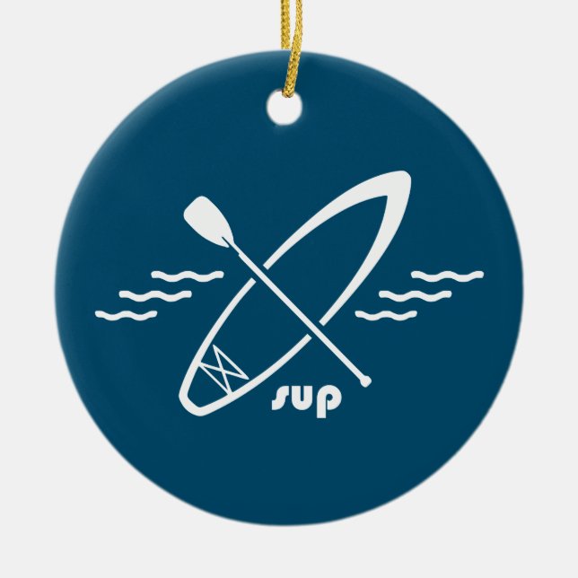 Standup Paddleboarding Ceramic Ornament (Front)