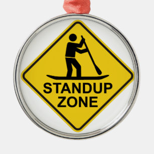 Standup Paddleboarding Zone Road Sign Metal Ornament