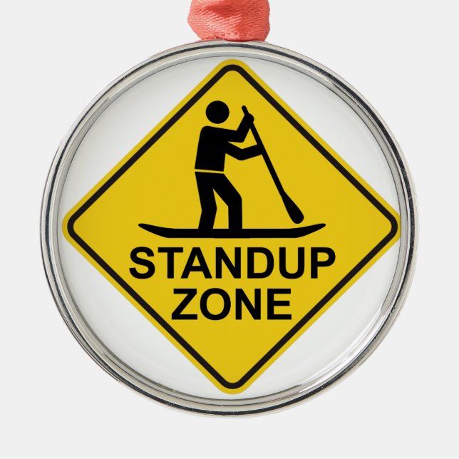 Standup Paddleboarding Zone Road Sign Metal Ornament (Front)