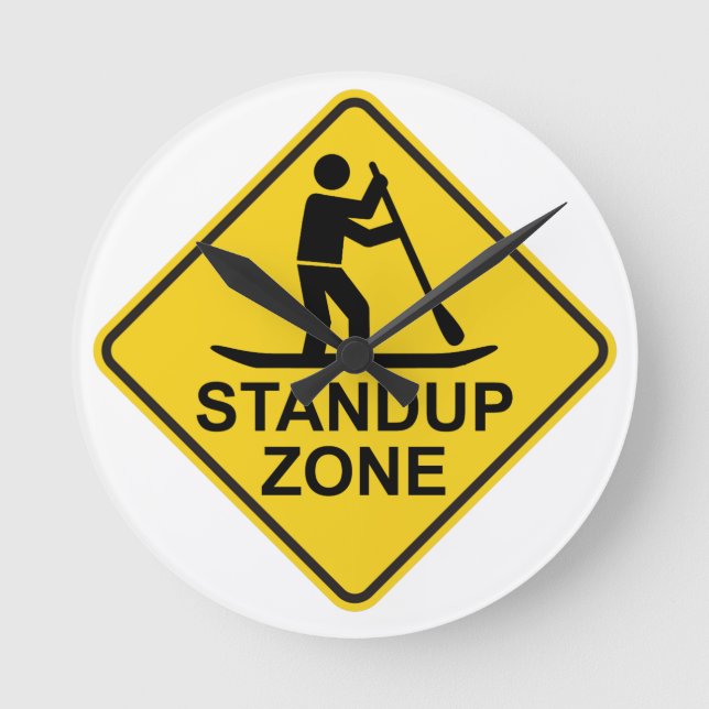 Standup Paddleboarding Zone Road Sign Round Clock (Front)