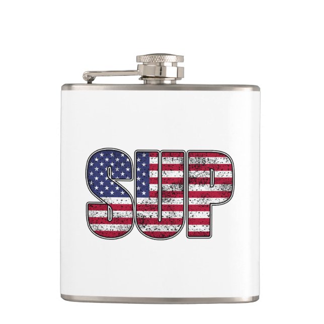 Standup Paddling SUP American Flag Hip Flask (Front)