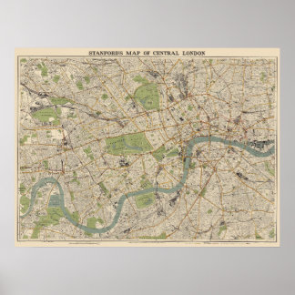 Stanford’s Map of Central London - 1942 London Map Poster
