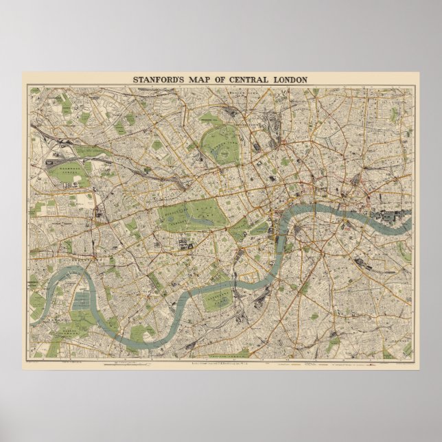 Stanford’s Map of Central London - 1942 London Map Poster (Front)