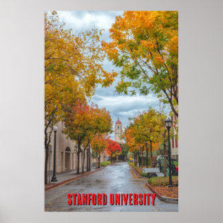 Stanford University in Autumn with Red Letters  Poster