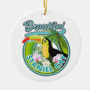 Staniel Cay travel logo Ceramic Ornament