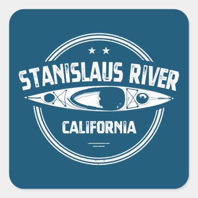 Stanislaus River California Kayaking Square Sticker (Front)