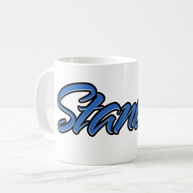 Stanley First name name blue Tasse Kaffeetasse Coffee Mug (Front Left)