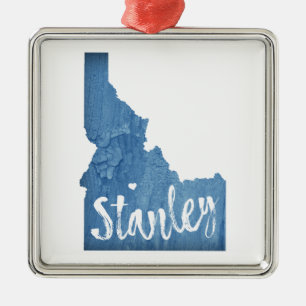 Stanley Idaho Wood Grain Metal Ornament