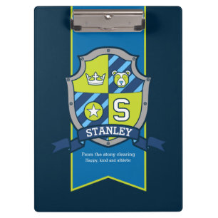 Stanley letter S bear crest name meaning blue Clipboard
