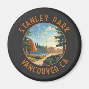 Stanley Park Vancouver Canada Retro Distressed Art Magnet