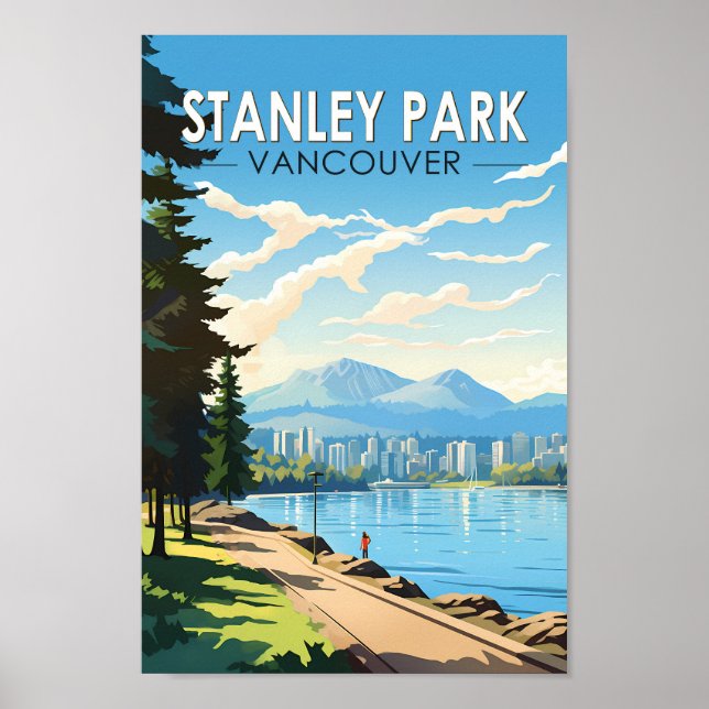 Stanley Park Vancouver Canada Travel Art Vintage Poster (Front)