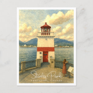 Stanley Park Vancouver Vintage Watercolor Holiday Postcard