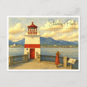 Stanley Park Vancouver Watercolor Travel Holiday Postcard