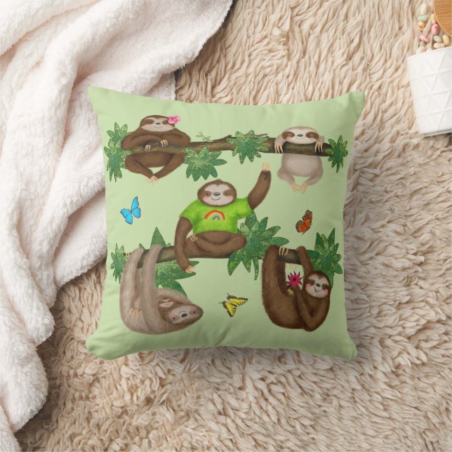 Stanley Sloth & friends green cushion (Blanket)