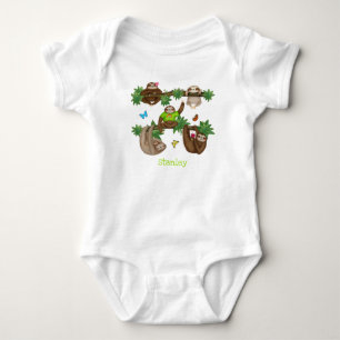 Stanley Sloth personalised green baby bodysuit