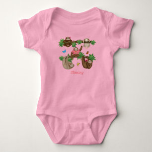 Stanley Sloth personalised pink baby bodysuit