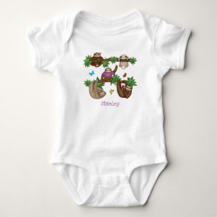 Stanley Sloth personalised purple baby bodysuit