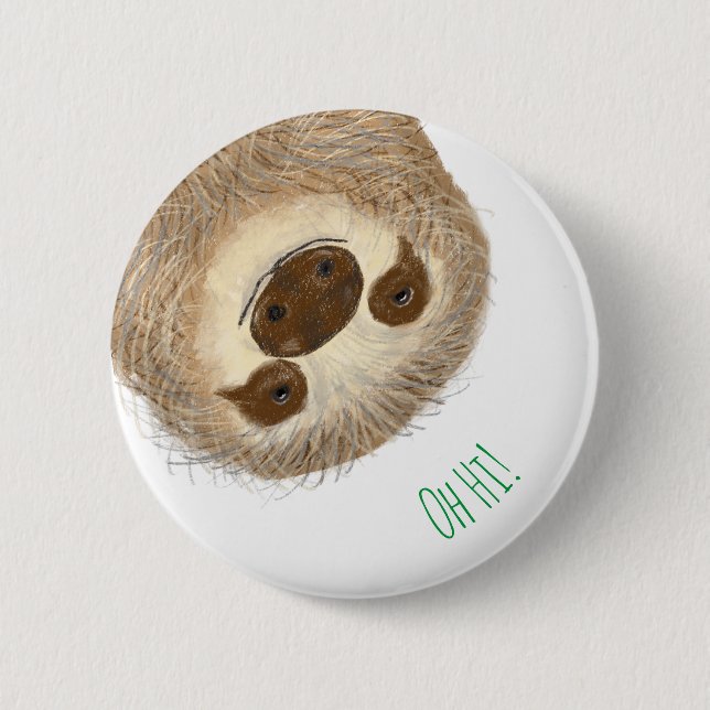 Stanley sloth personalised round badge (Front)