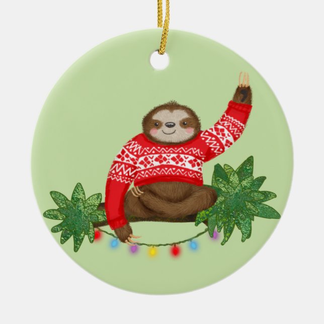 Stanley Sloth personalized Christmas tree ornament (Front)