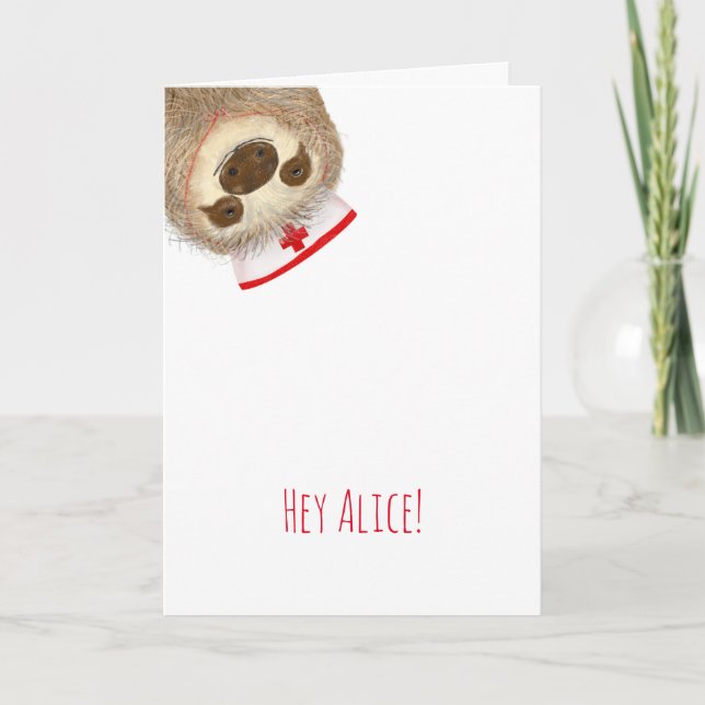 Stanley sloth personlised get well soon card (Front)