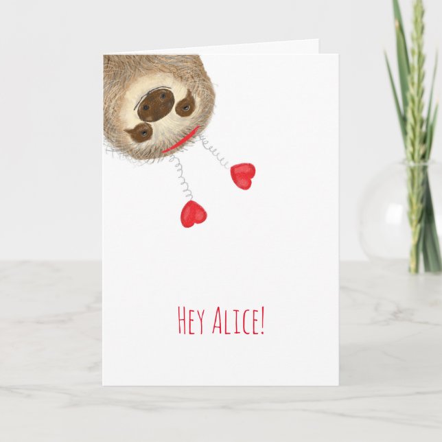 Stanley sloth personlised Valentine's card (Front)