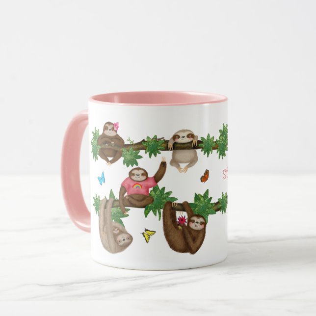 Stanley Sloth pink personalized mug (Front Left)