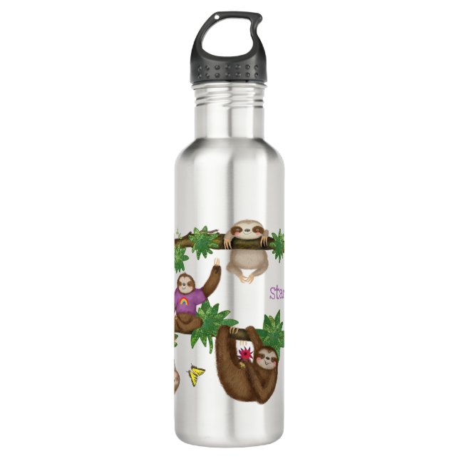 Stanley Sloth purple personalized water bottle (Front)