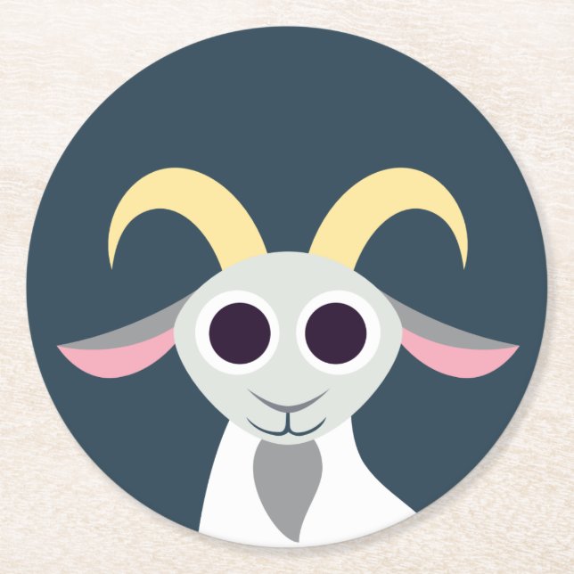 Stanley the Goat Round Paper Coaster (Front)