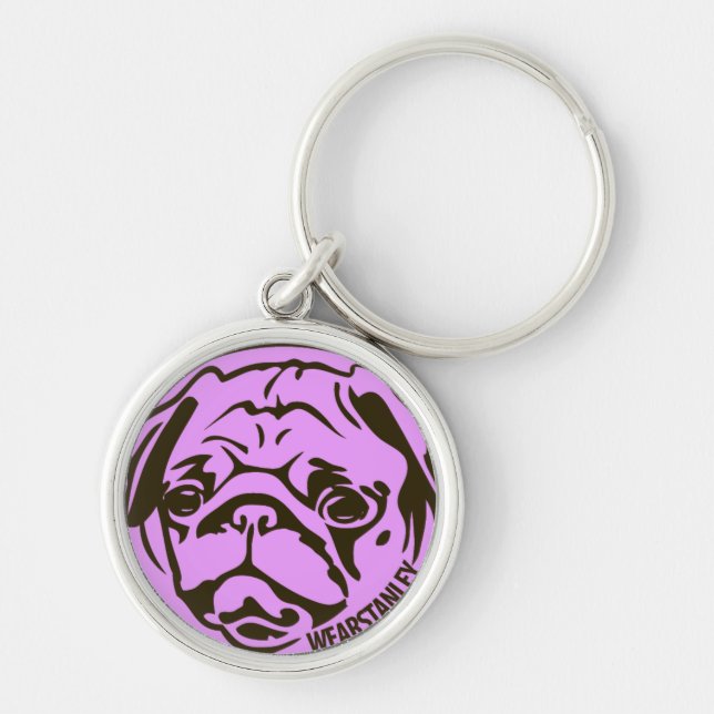 stanley the pug pink keychain (Front)