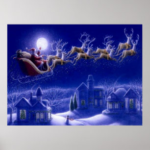 Stanta Claus Sleigh Poster