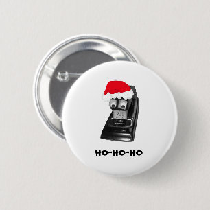 Stapler with Googly Eyes, Santa Hat, HoHoHo 6 Cm Round Badge