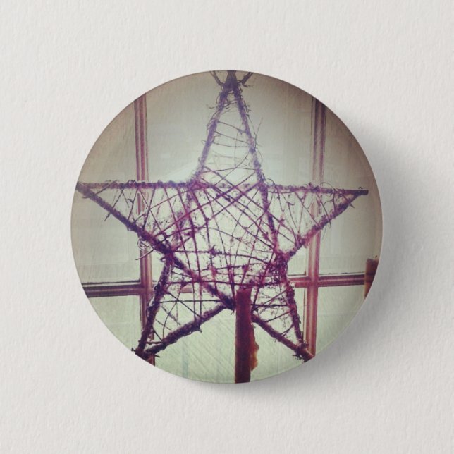 Star 6 Cm Round Badge (Front)