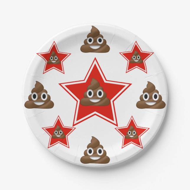 Star a Emoji Poo Paper Plate (Front)
