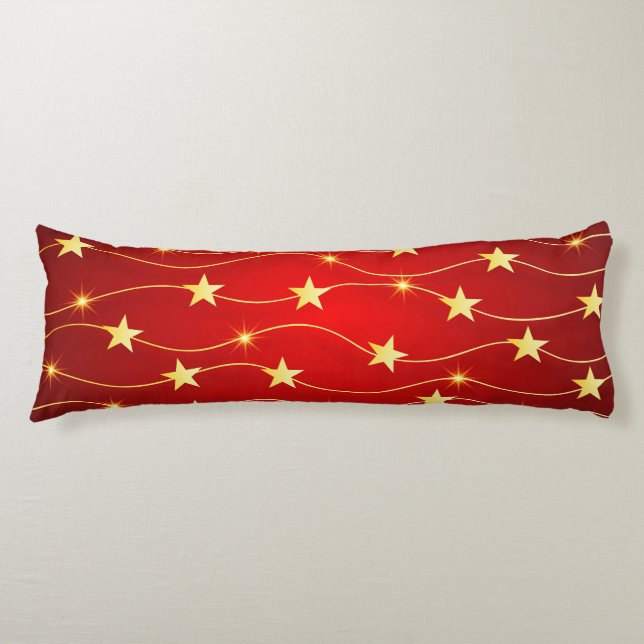 Star Adorned Ruby Red Pattern  Body Cushion (Front)